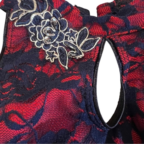 10th House small adult 2 piece dance set navy red lace Applique recital - Picture 4 of 16